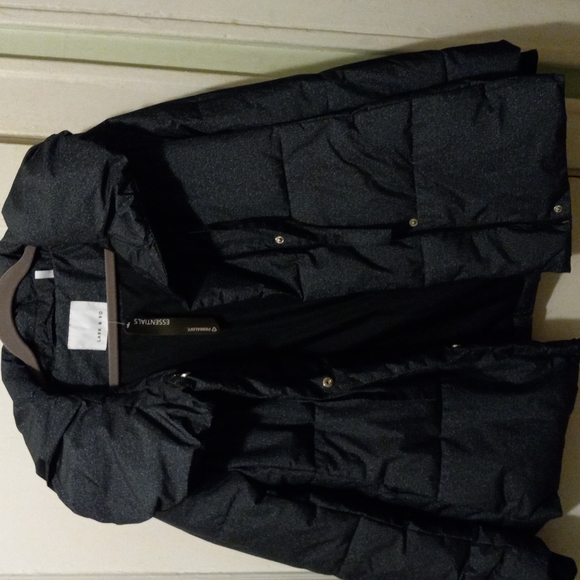 NWT Lark & Ro Puffer Coat w/Tie Pillow Collar Women's, M, Gray w/White Specks - Picture 3 of 4